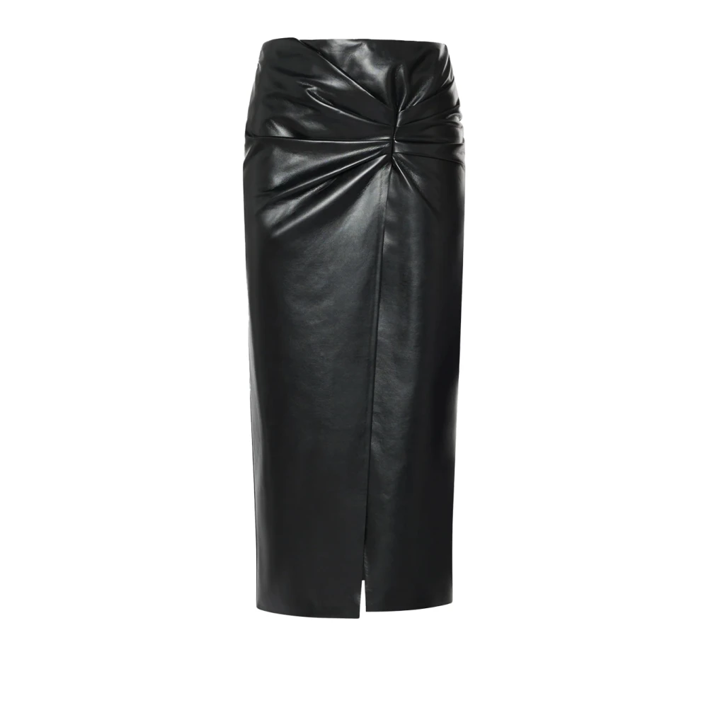Simona Corsellini Imitatie leren lange rok gerimpeld Black Dames