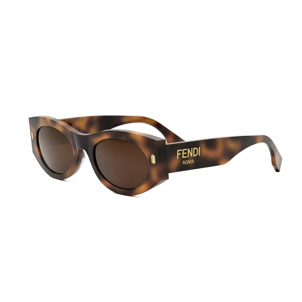 Fendi Stiliga Smala Acetat Solglasögon Brown, Dam