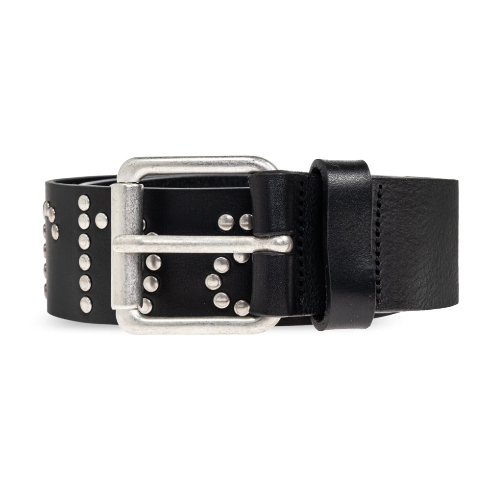 Carhartt WIP Zwart Zilver Script Studs Riem Black