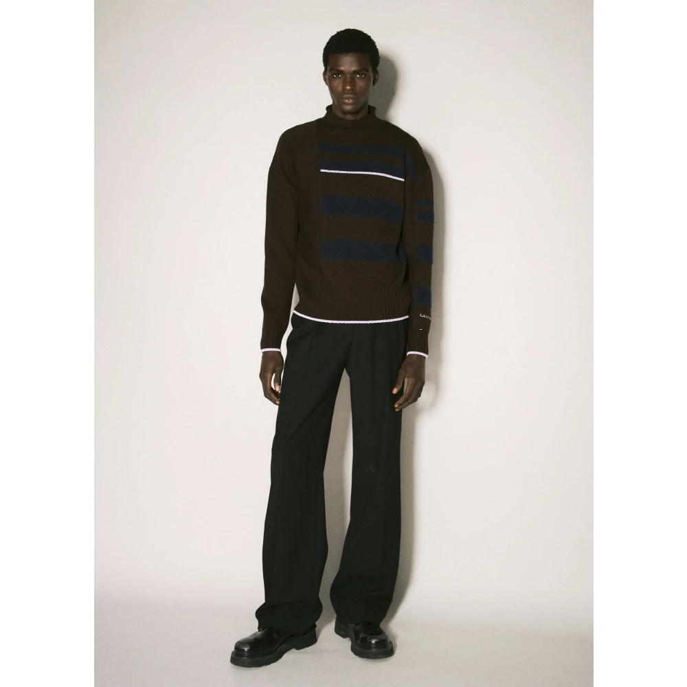 Lanvin Gestreepte Wollen Trui Brown Heren