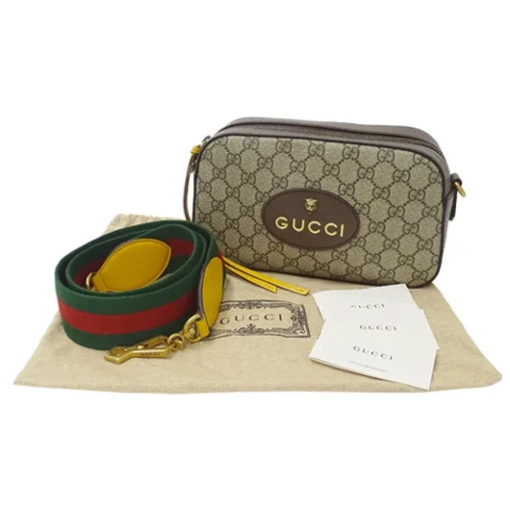 Gucci Vintage Tweedehands Bruine Canvas Gucci Schoudertas Brown Dames