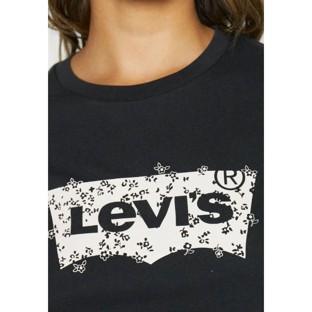 Levi's Dames Perfecte Tee Zwart Wit Black Dames
