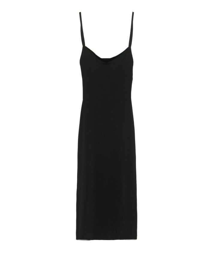 robe-midi-noire-cotelee-bretelles-spaghetti