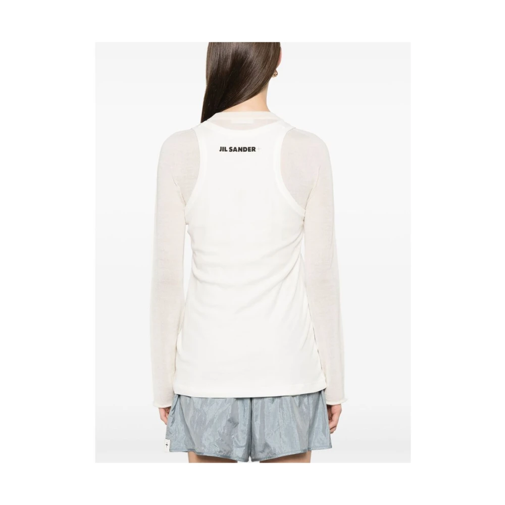 Jil Sander Witte Crew Neck Trui met Lange Mouwen White Dames