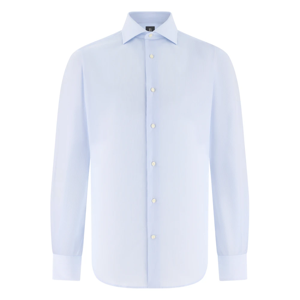 Boggi Milano Mannelijk Blauw Overhemden Heren, 2XL, Katoen, Ultimate Non-Iron Gestreept Katoenen Overhemd