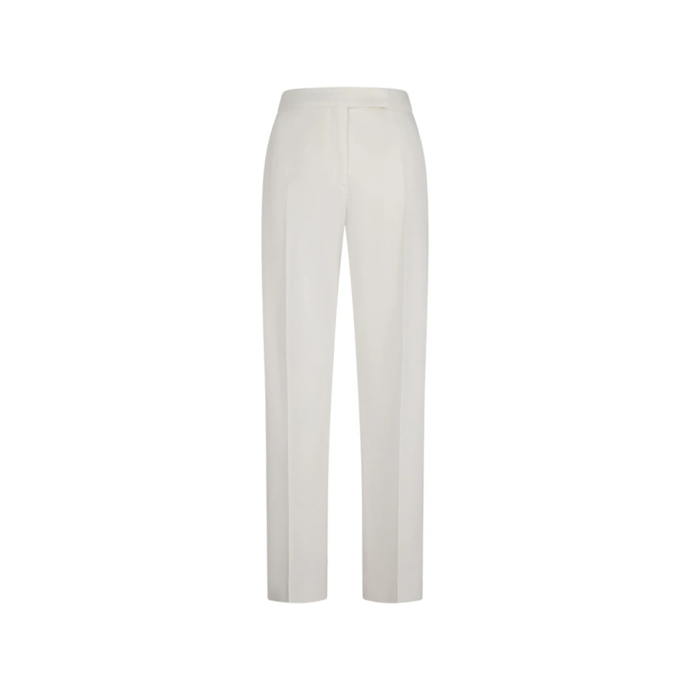 Max Mara Women's White Straight Trousers, Xl, Cotton Satin Trousers