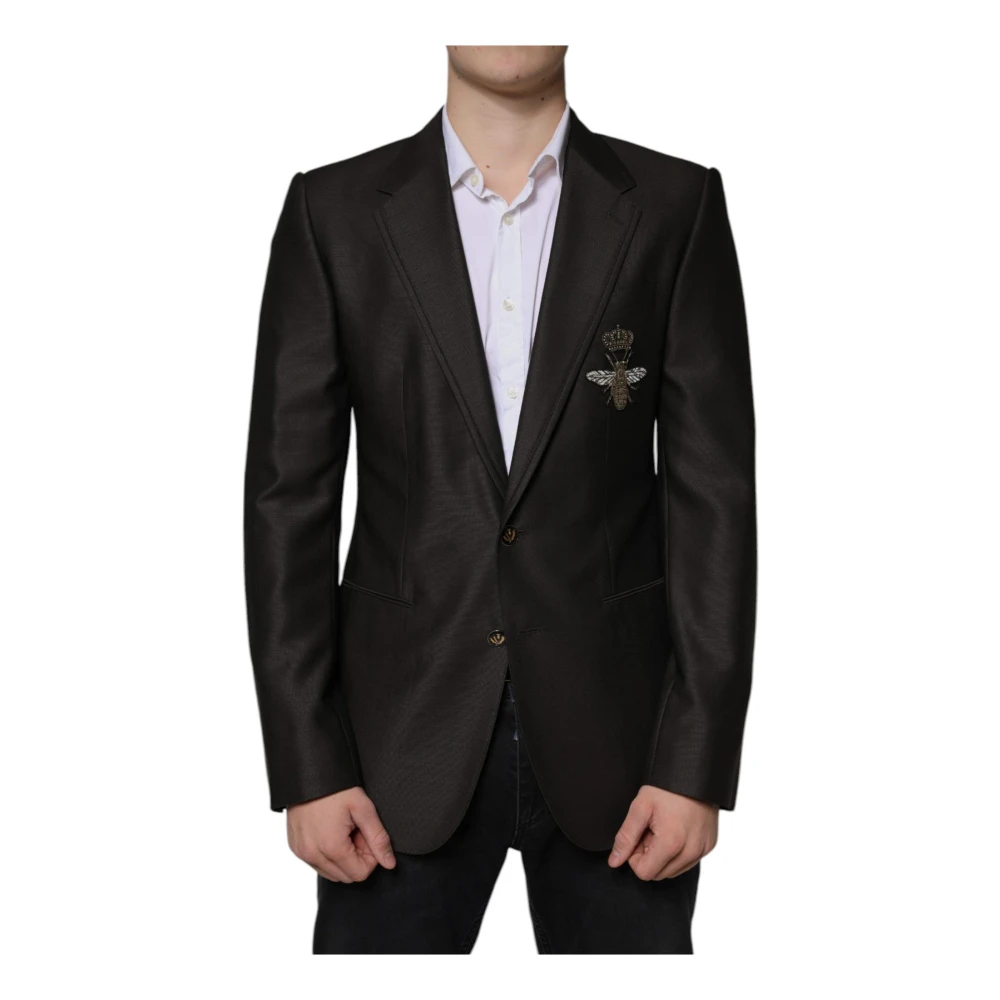 Dolce & Gabbana Zwarte Wol Slim Fit Blazer Black Heren