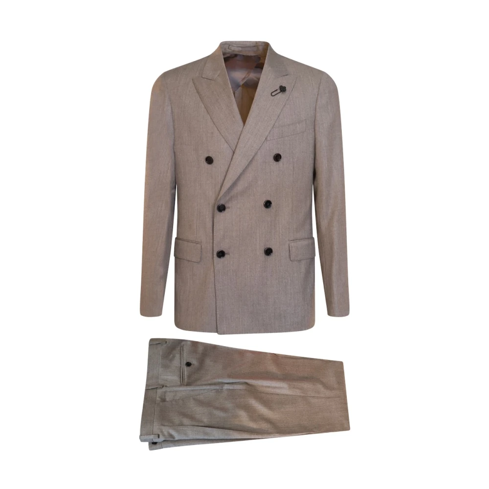 Lardini Beige wollen pak met lange mouwen Beige Heren