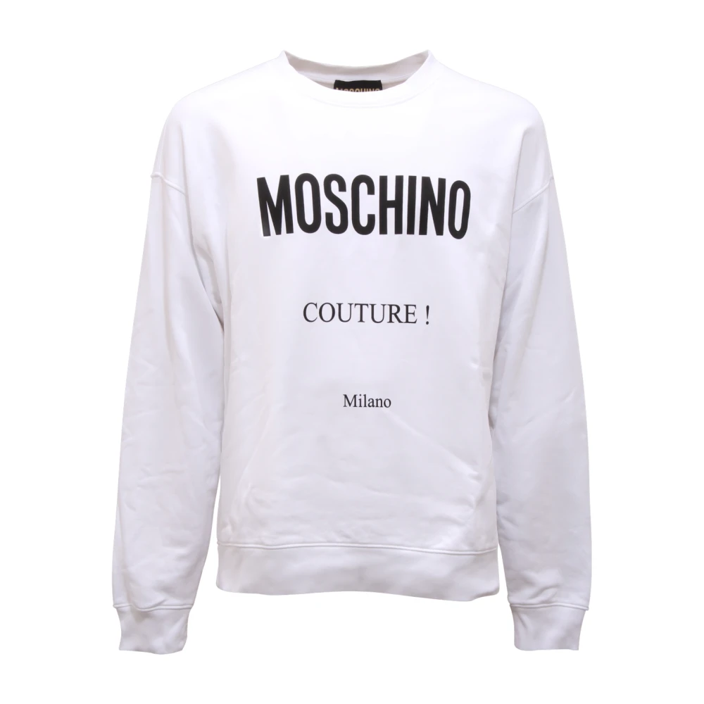 Moschino Herren Weiß Couture Sweatshirt Mit Gebürstetem Inneren