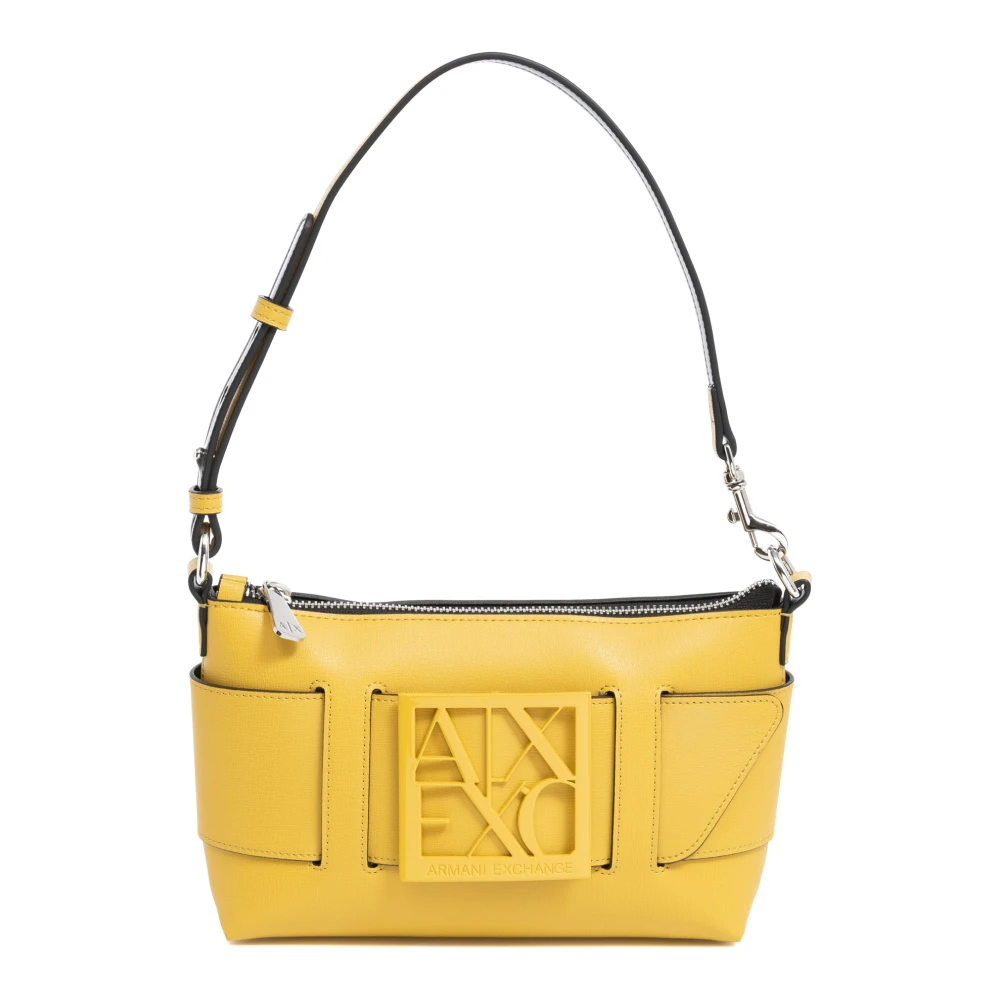 Armani Exchange Stijlvolle effen schoudertas met rits Yellow Dames