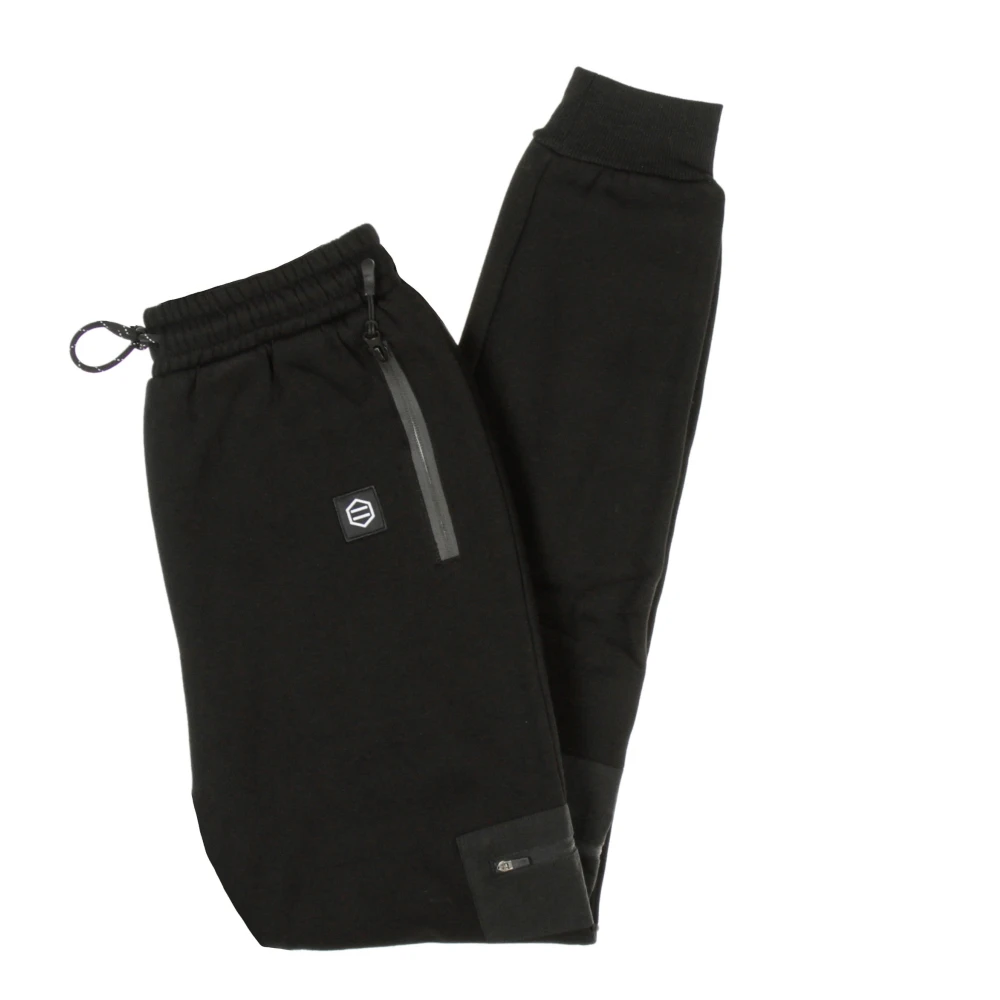 Dolly Noire Zwarte Fleece Jogger Broek met Speciale Zak Black Heren