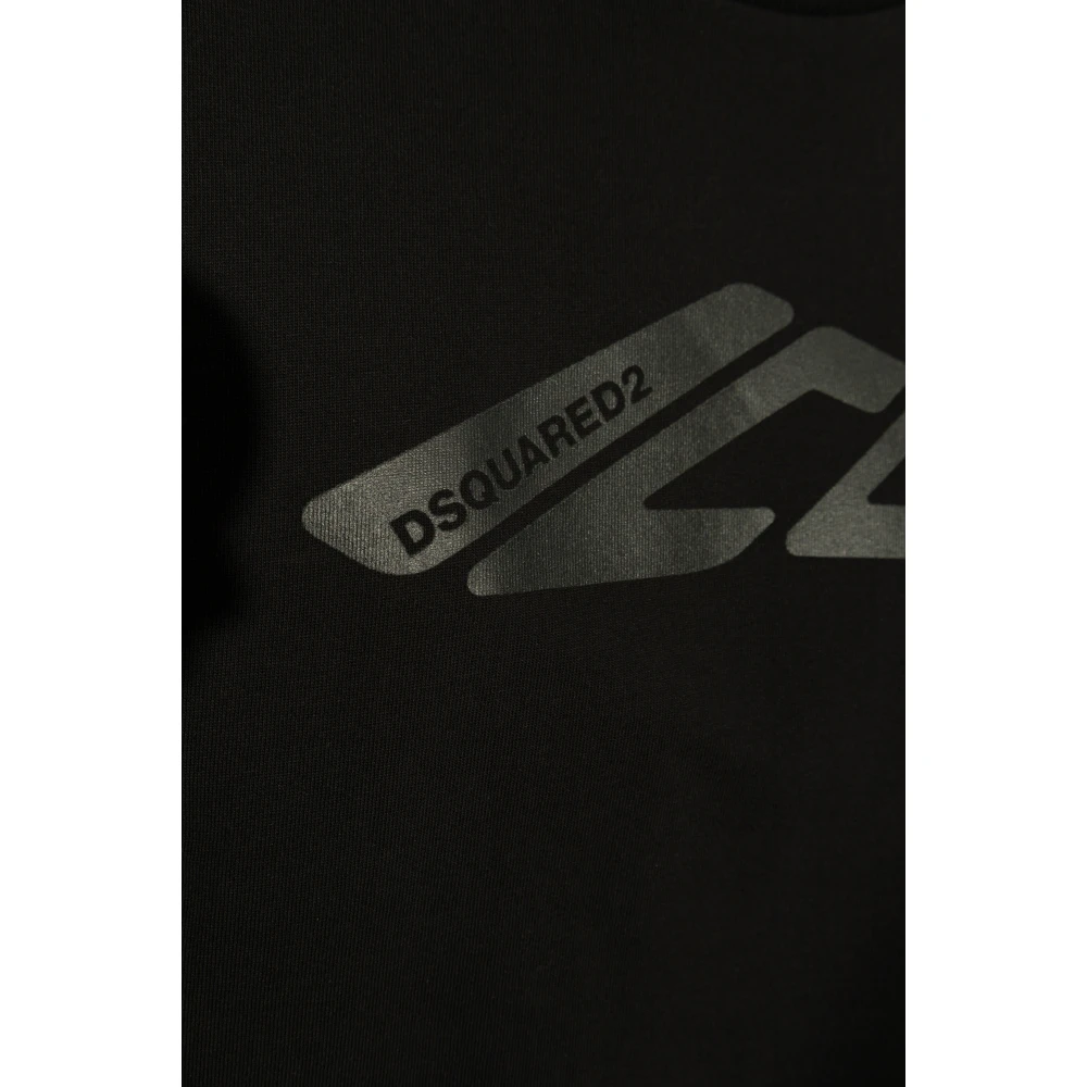 Dsquared2 T-shirt met bedrukt logo Black Dames