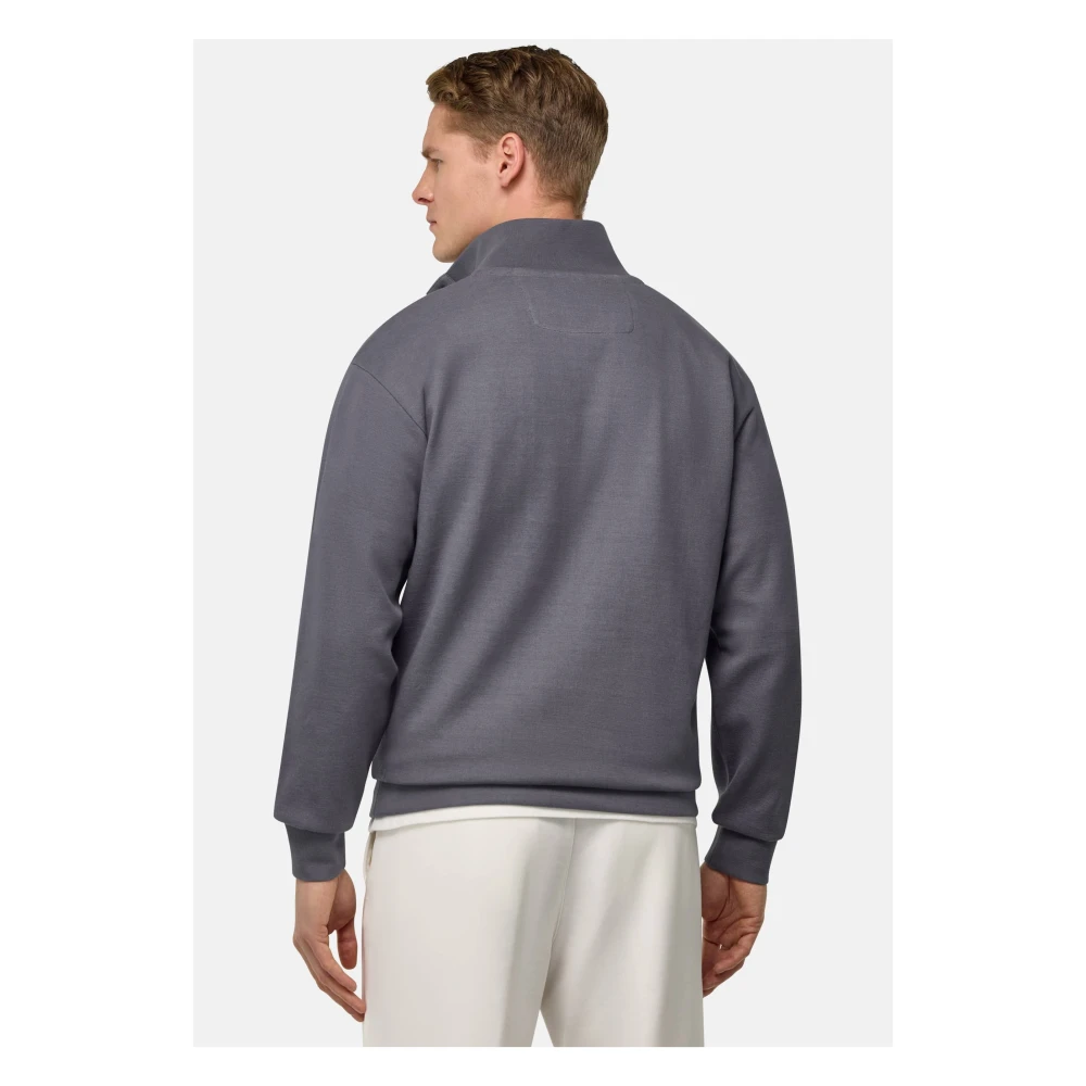 Boggi Milano Mock Polo Neck Sweatshirt van katoenmix Gray Heren