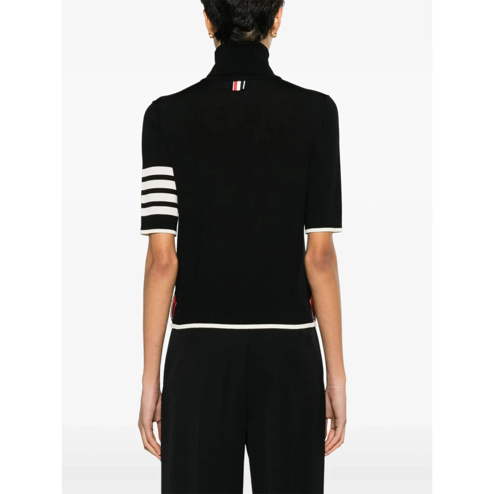 Thom Browne Gestreepte korte trui Black Dames