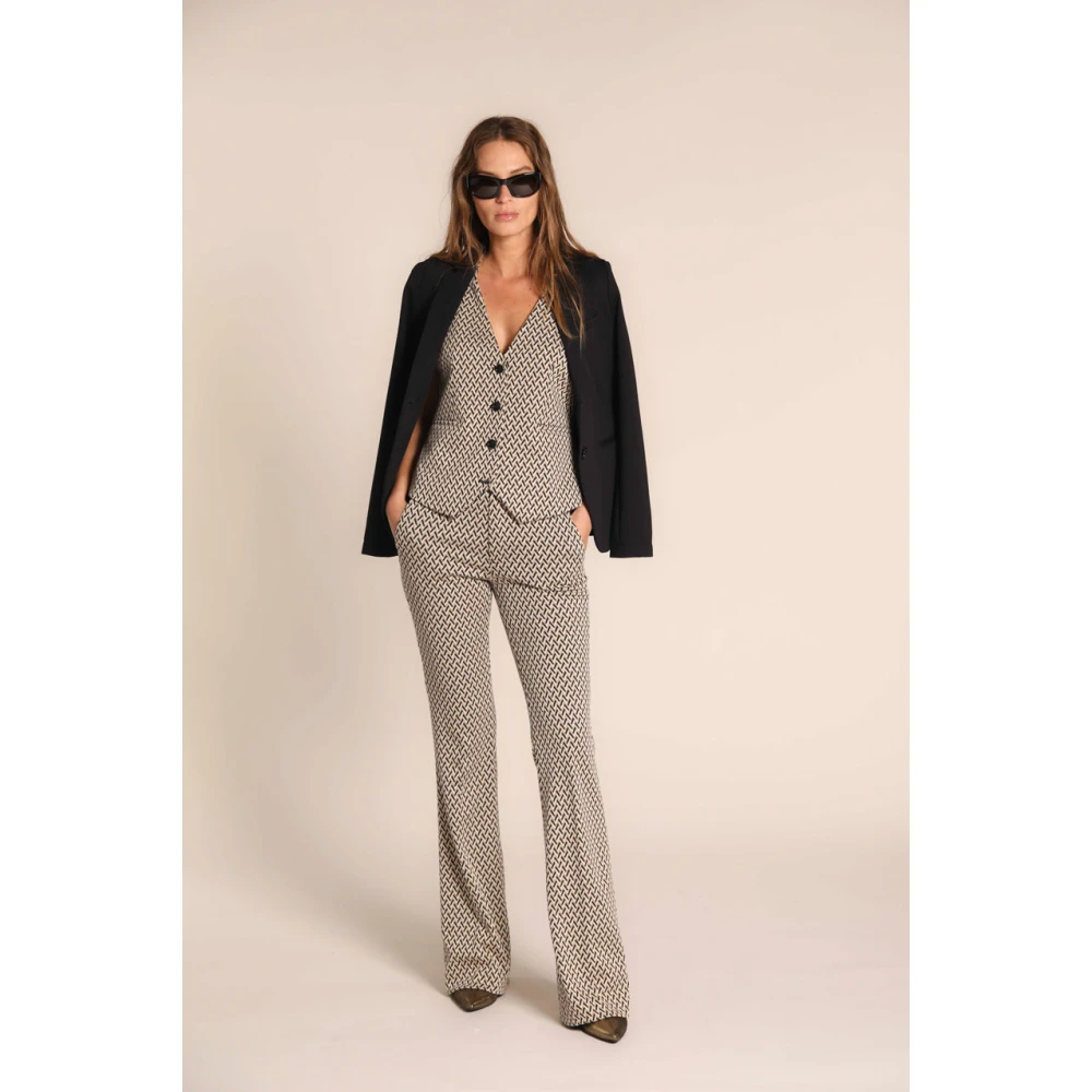 Mason's Beige Jersey Gilet met Herringbone Patroon Beige Dames