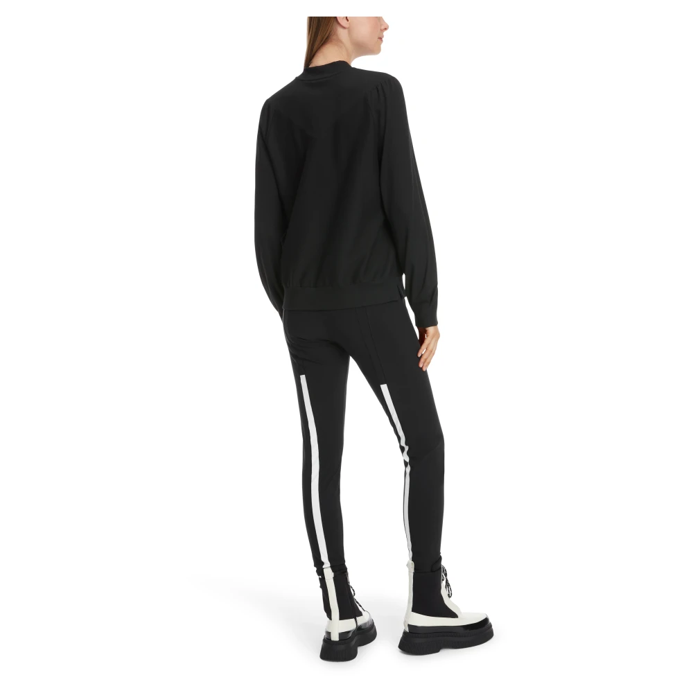 Marc Cain Geribbeld T-shirt met lange mouwen en raglanmouwen Black Dames