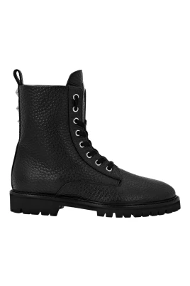 Leather Boots Low Flat Stars Studs