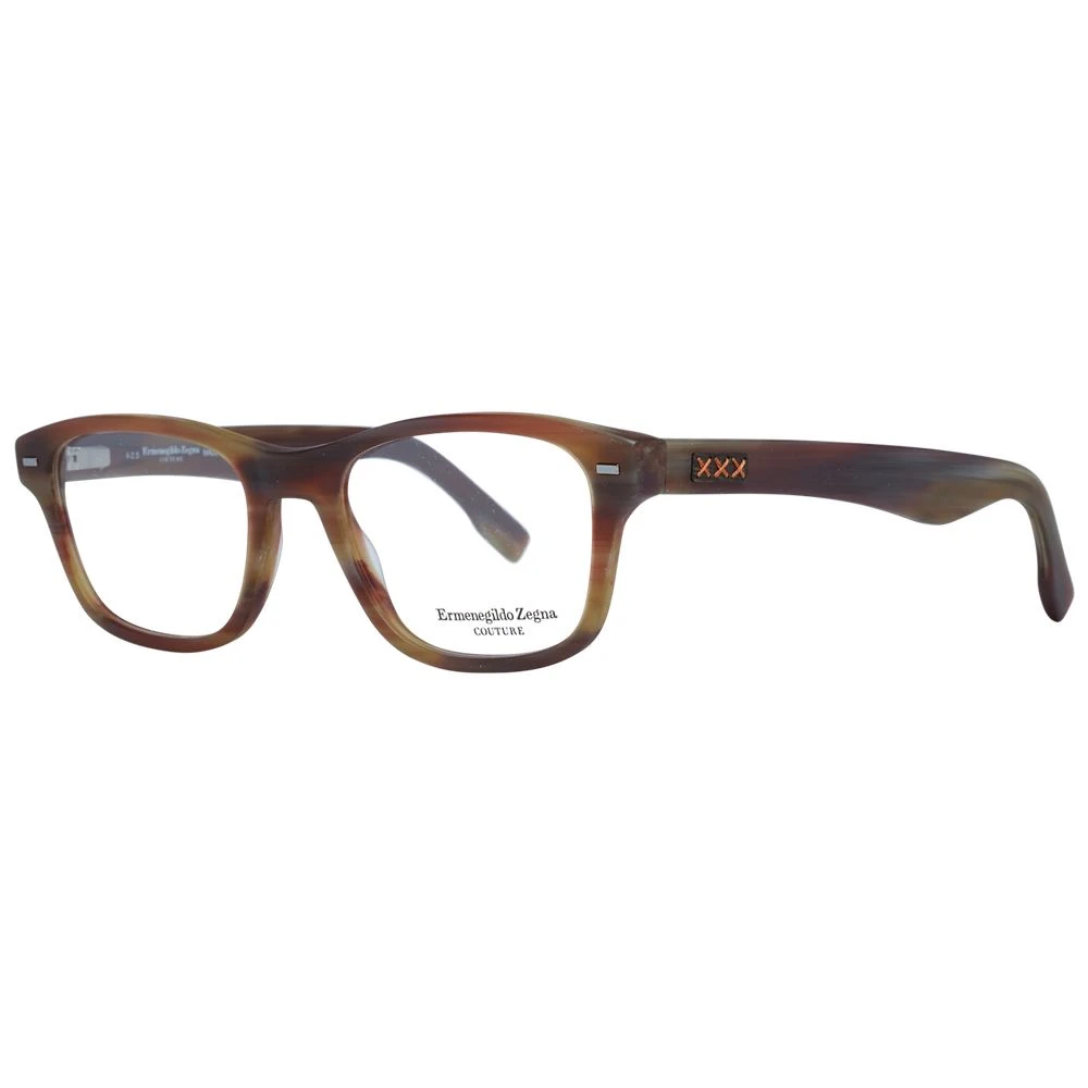 Zegna Men's Brown Glasses, One Size, Rectangle Optical Frame