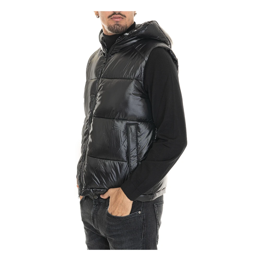 Save The Duck Gewatteerd Dexter Vest met Capuchon en Glanzend Effect Black Heren
