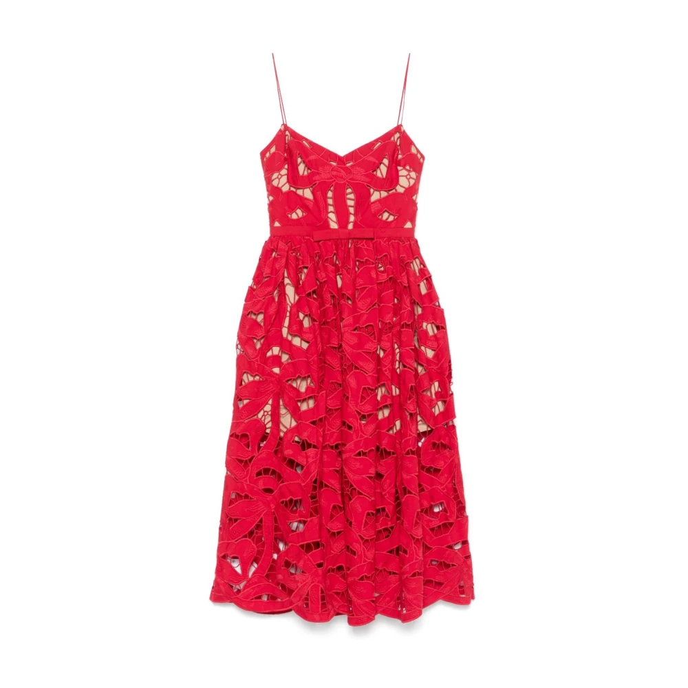 Self Portrait Women's Red Bow Embroide Midi Dress - Midi Dresses - Xs - Dresses