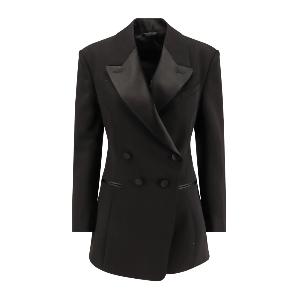 Givenchy Women's Black Blazers,, Double-Breasted Wool Blazer With Satin Lapel 3XS