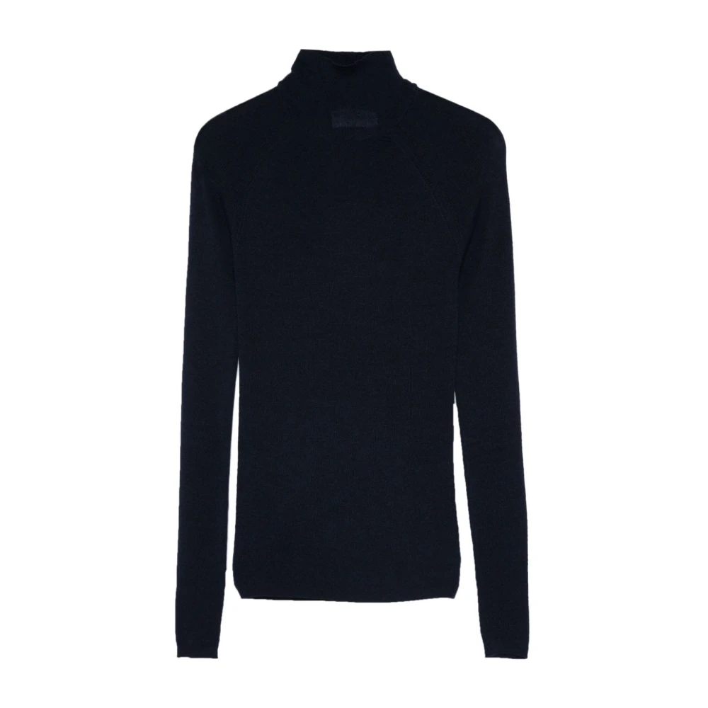 Majestic filatures Navy Blue Merino Wool Turtleneck Sweater Blue Dames