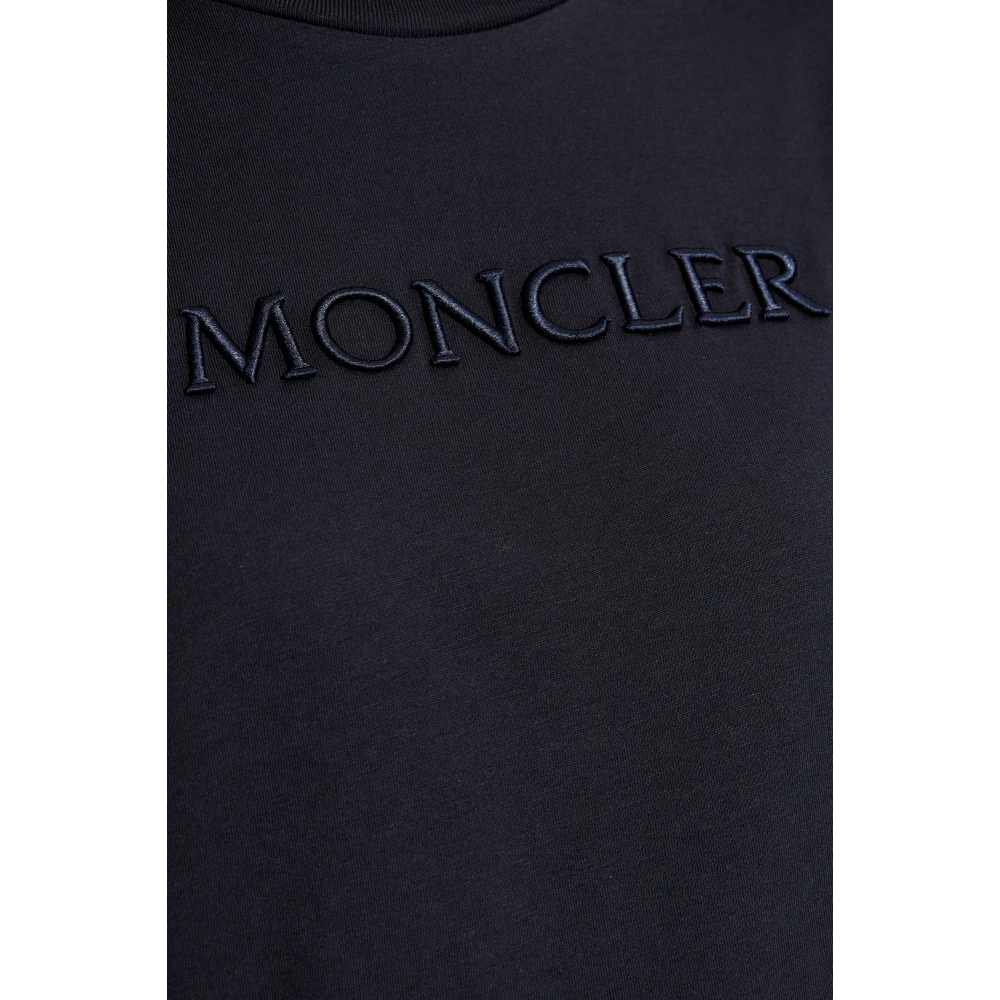Moncler T-shirt met logo Blue Dames