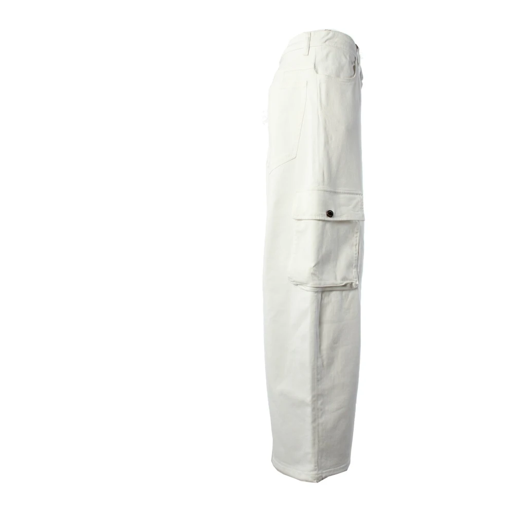 pinko Cargo Broek Wit Katoen Elastaan White Dames