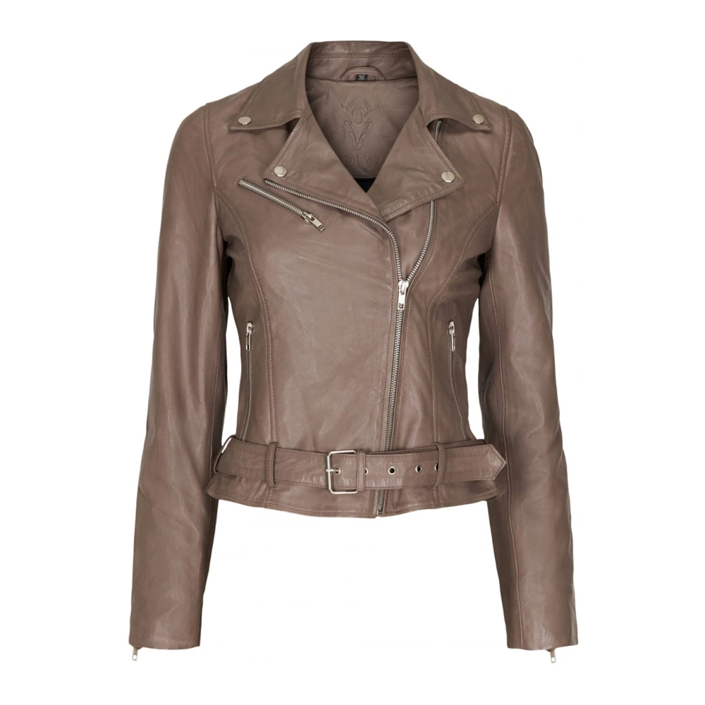 Notyz Gray Leather Jackets, Female, 2XL, Smart Biker Jacket With Silver Accents