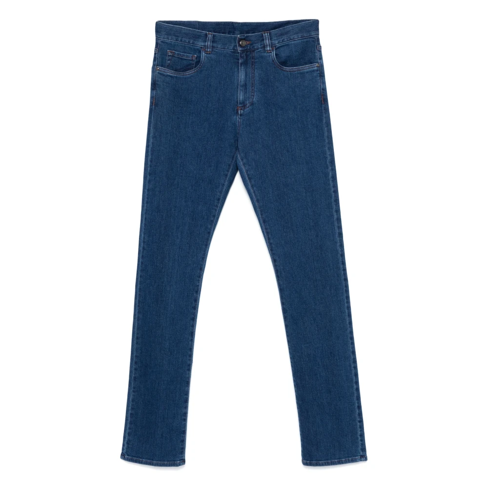 Canali Denim Cashmere Blend Jeans Blue Heren