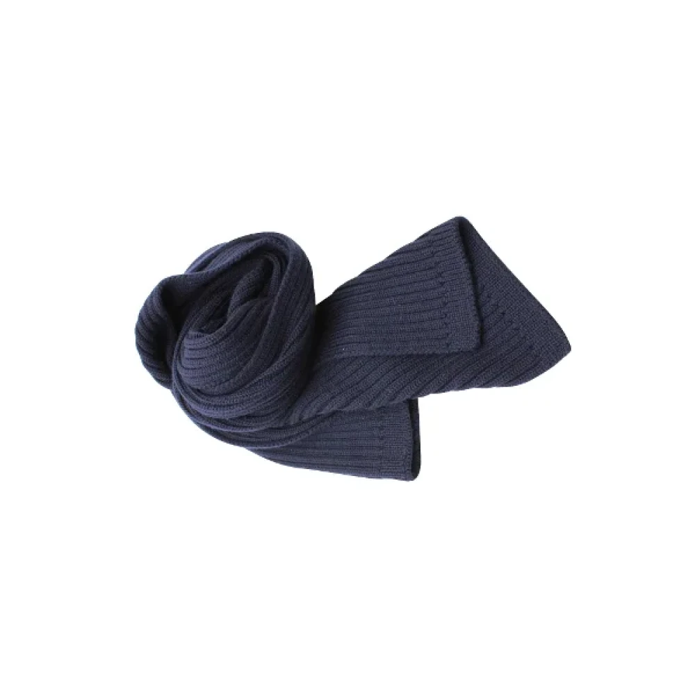 Dolce & Gabbana Pre-owned Blauwe Wol Ribgebreide Sjaal Blue Dames