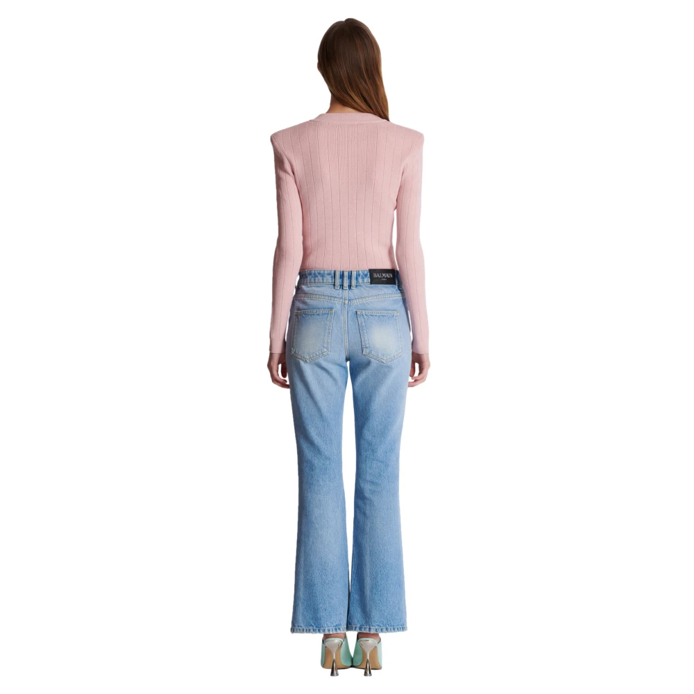Balmain Wijduitlopende denim jeans Blue Dames