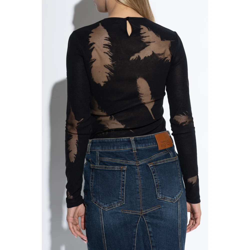 alexander mcqueen Lange mouw top Black Dames