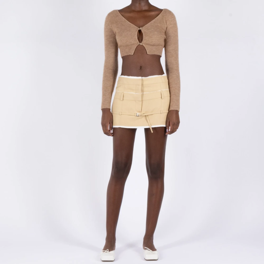 Jacquemus Bruine Mohair Cropped Cardigan Brown Dames