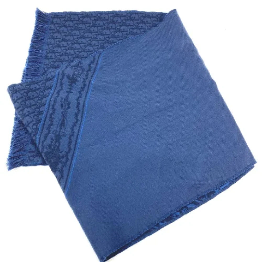 Dior Vintage Pre-owned Wool scarves Blue Dames
