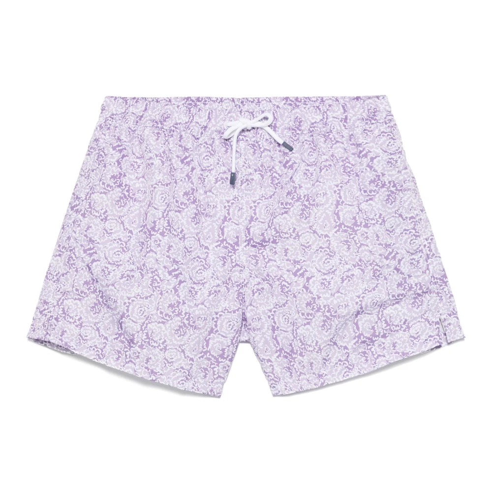 Fedeli Polyester Zwemshorts met Elastische Band Purple Heren