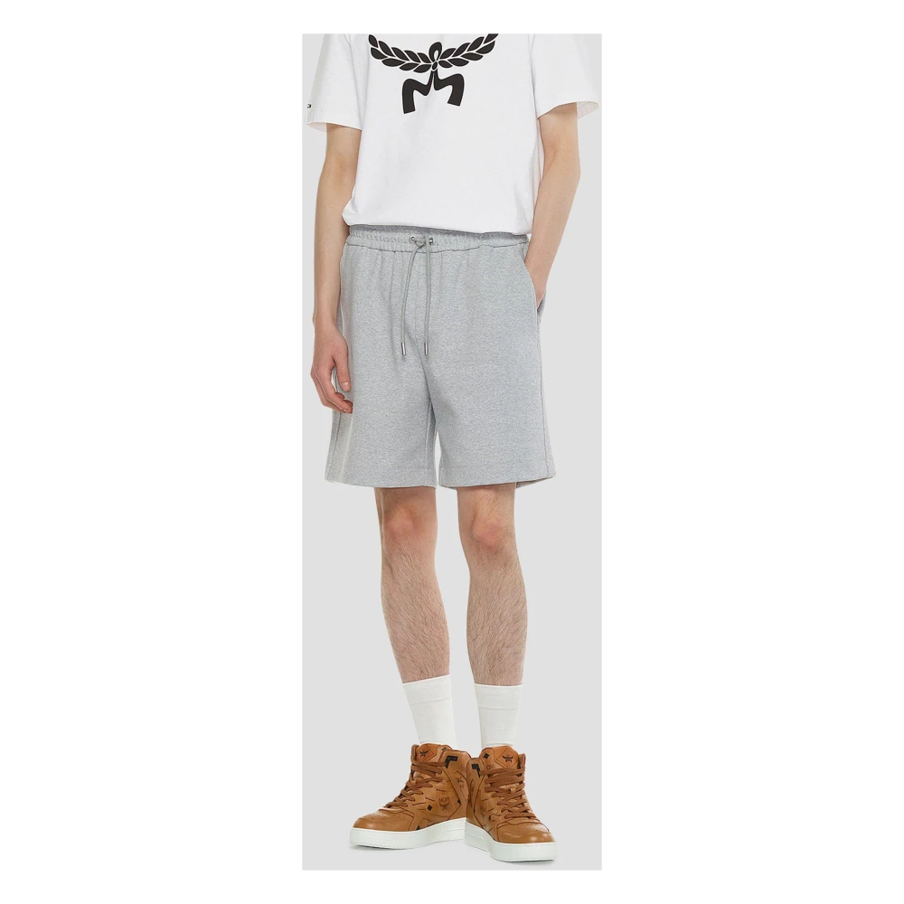 MCM Shorts Essential in Romanit met Logo Gray Heren