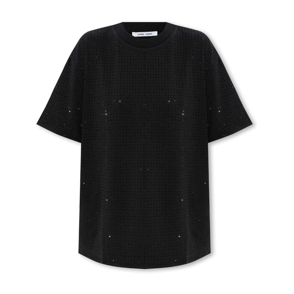 Samsøe Glinsterend T-shirt met norHeren pasvorm en korte mouwen Black Dames