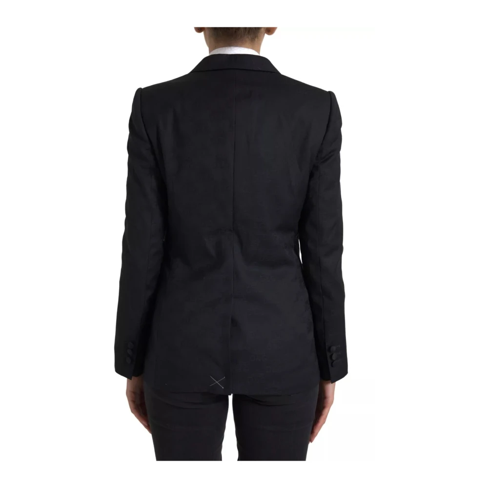 Dolce & Gabbana Zwarte Lange Mouw Jas Blazer Jack Black Dames