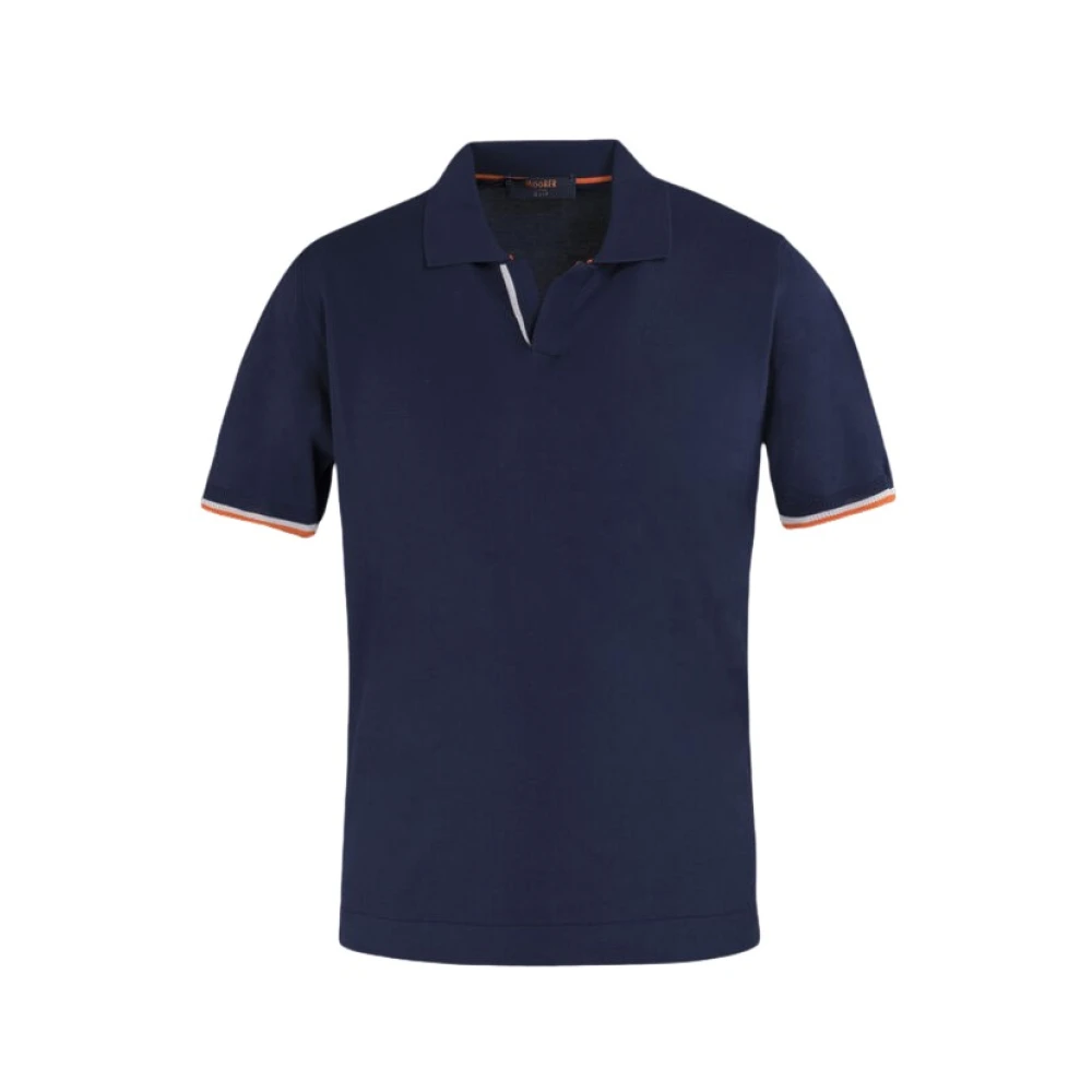 Moorer Men's Blue V-Neck Knitwear, Xl, Olgiata-Cre Polo-Style Knit