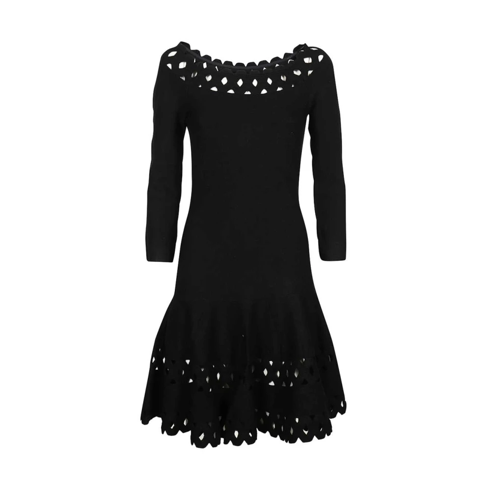 Emporio Armani Openwork Gebreide Mini Jurk Black Dames