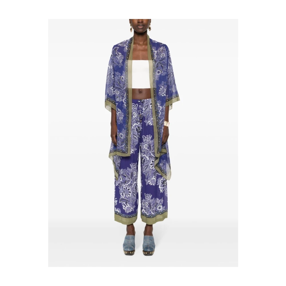 ETRO Blauwe Beachwear Zijden Crop Broek Multicolor Dames