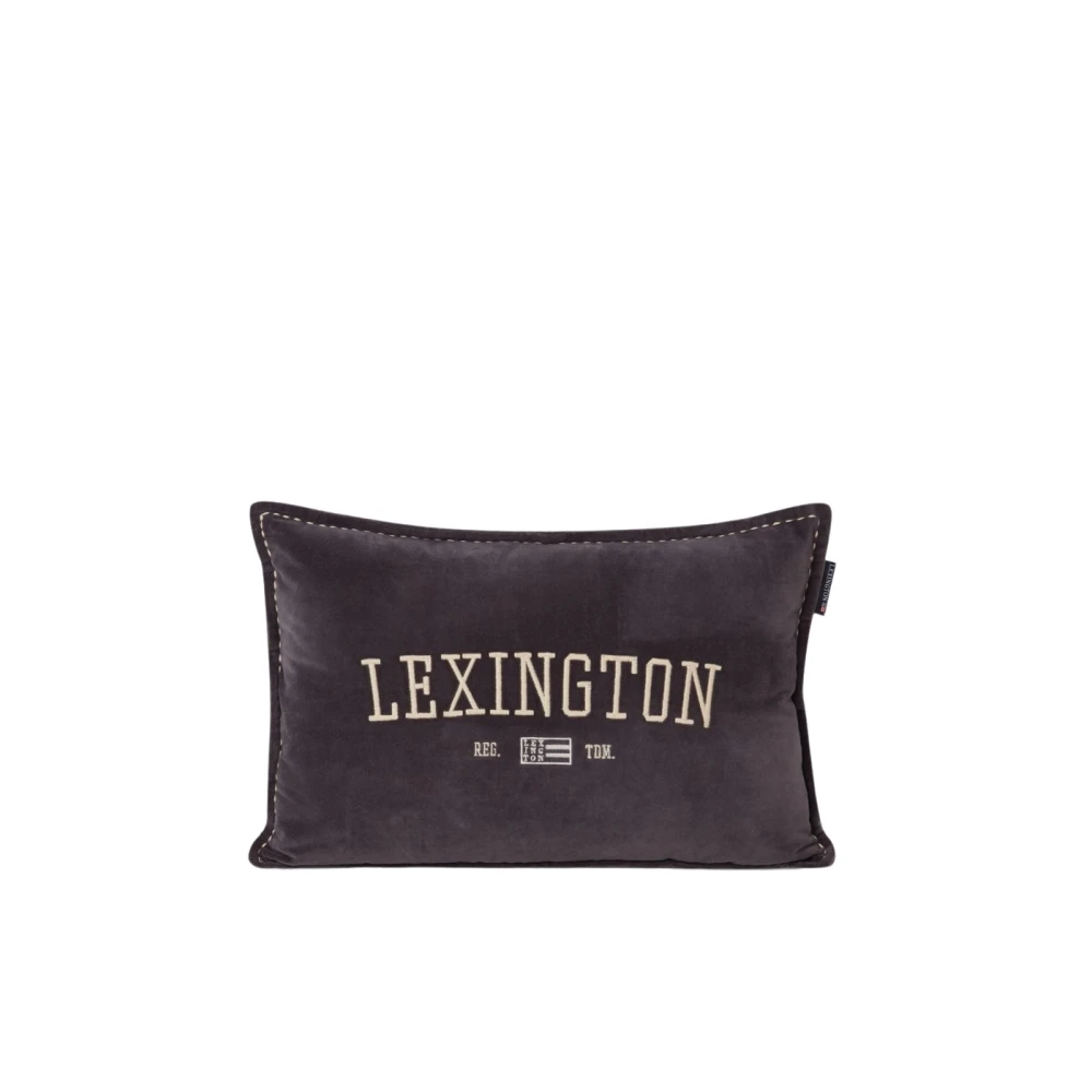 Grå Lexington Home Pute 60X40 M/Logo, Økologisk Bomullsfløyel Pillow