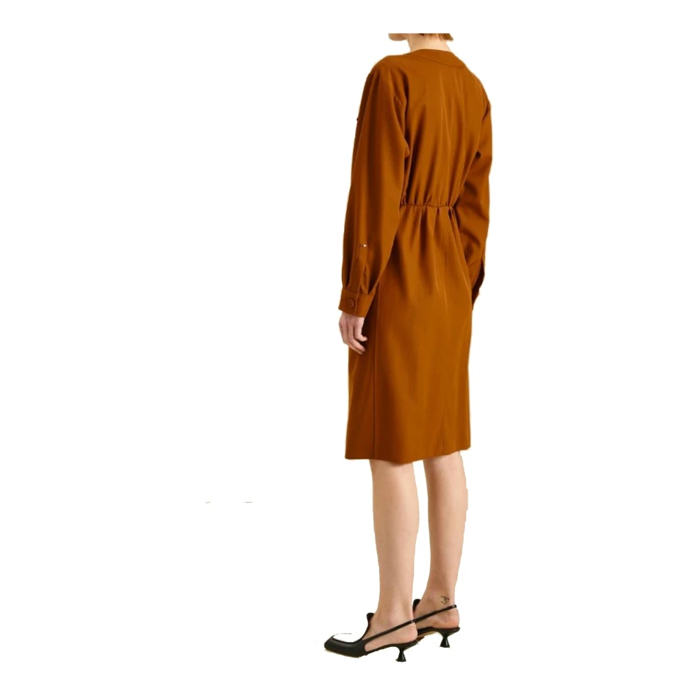 SPORTMAX Wollen jurk met knoopsluiting aan de voorkant Brown Dames