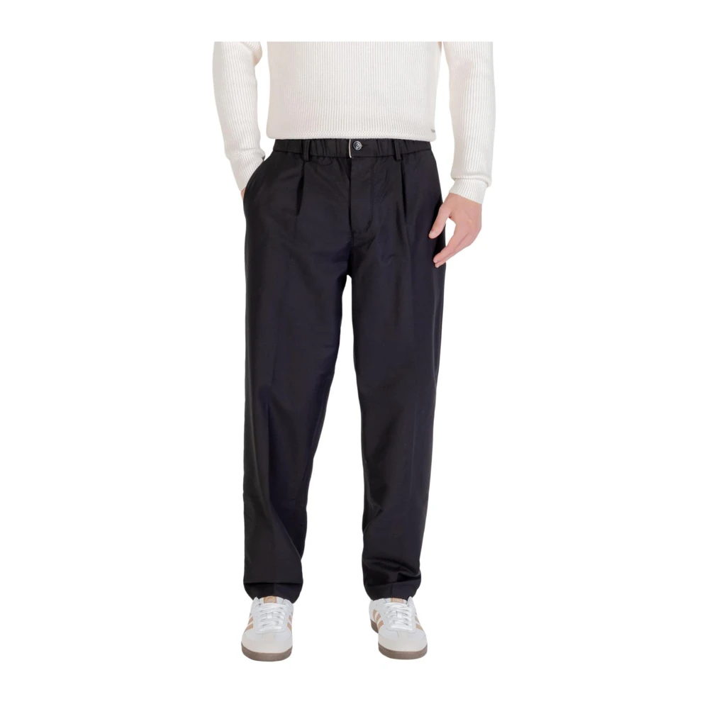Gianni Lupo Men's Black Zip And Button Front Pocket Trousers - Slim-Fit Trousers - S- Trousers