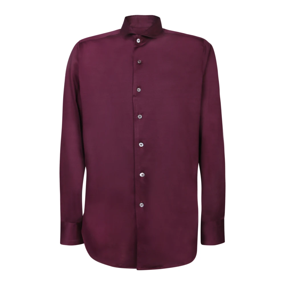 Canali Luxe Bordeaux Shirts voor Mannen Red Heren