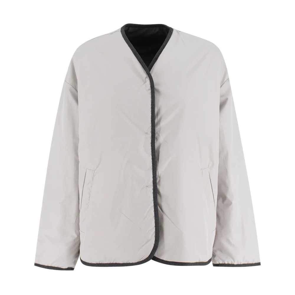 Le Tricot Perugia Omkeerbare jas met juweel detail Gray Dames