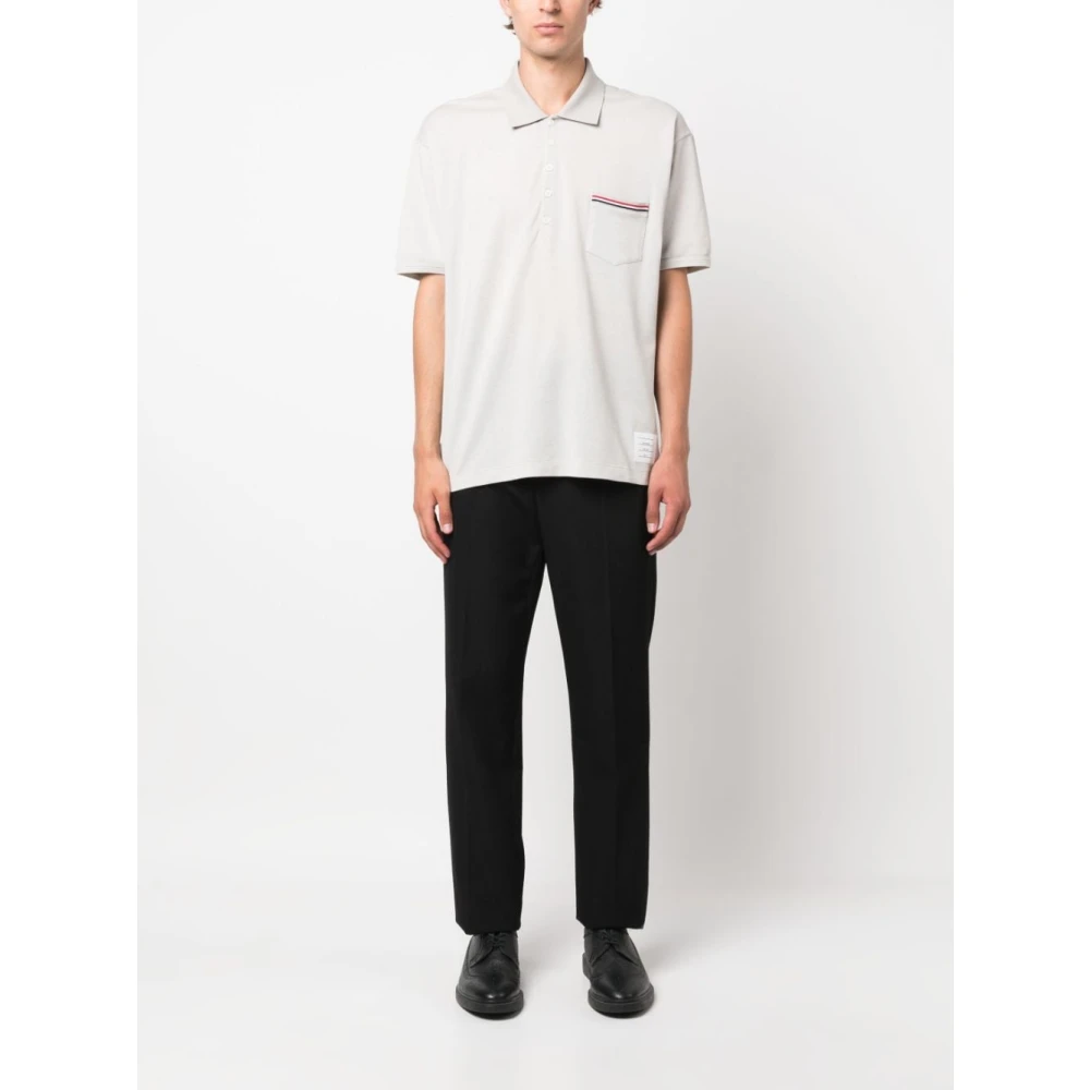 Thom Browne Klassieke Katoenen Poloshirt in Ecru White Heren