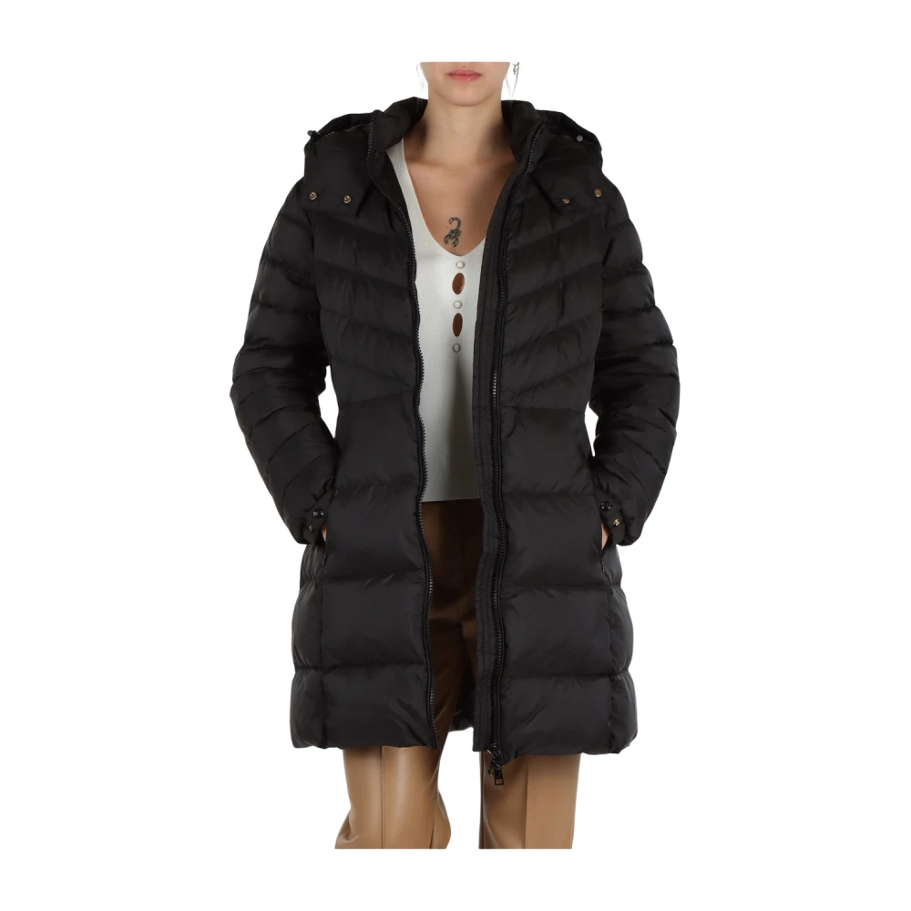 Twinset Gewatteerde Pufferjas met Afneembare Riem Black Dames