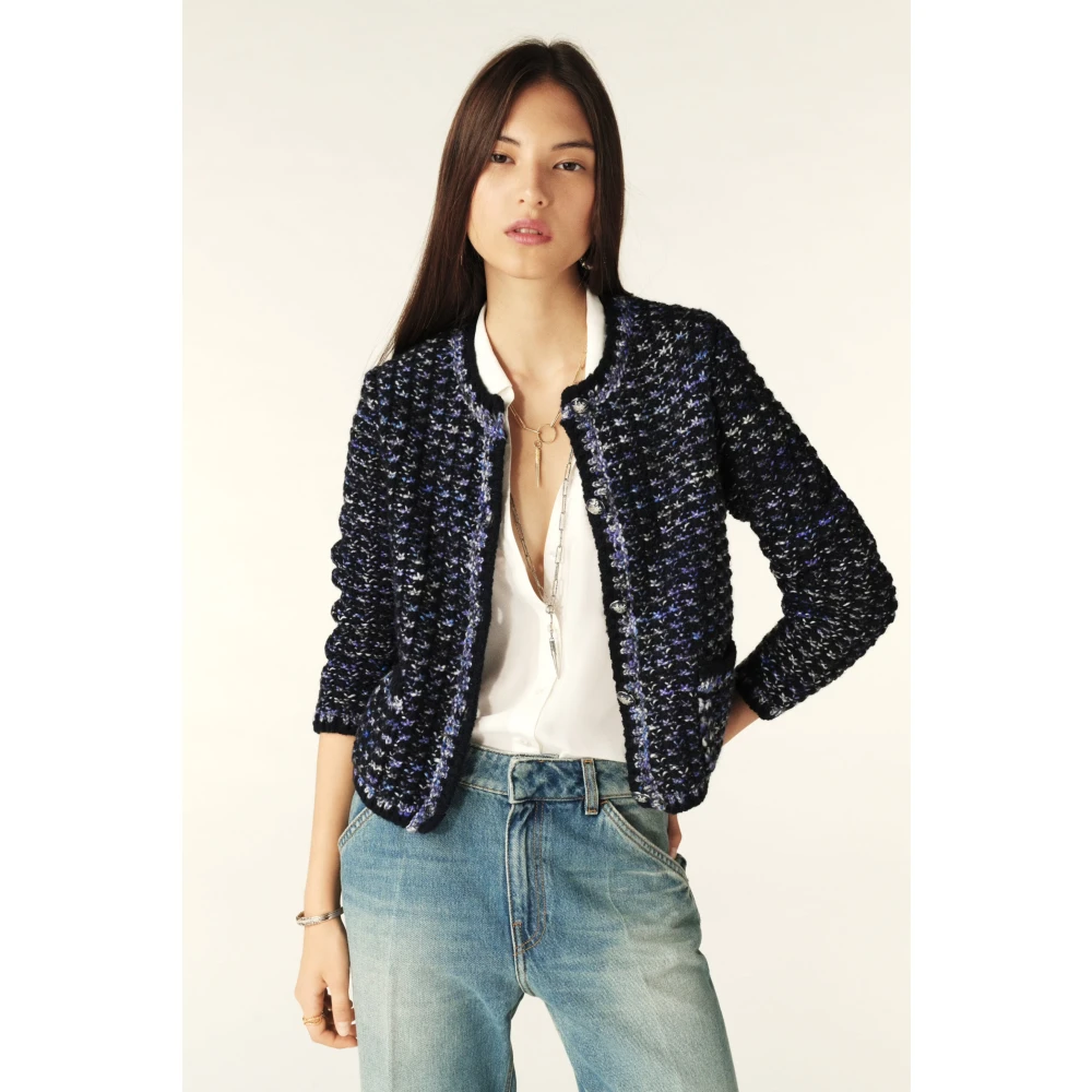 BA&SH Kort Gebreid Jasje Couture Stijl Blue Dames